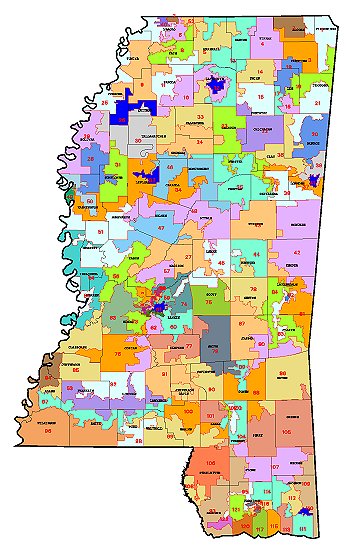 Mississippi House of Representative Map As Passed on 3-20-02